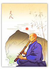 Shakuhachi Bamboo Flute Japanese Art Painting