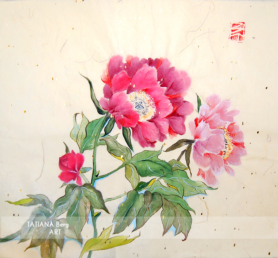 peony on rice paper  Art